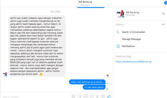Pelayanan JNE bandung mengecewakan