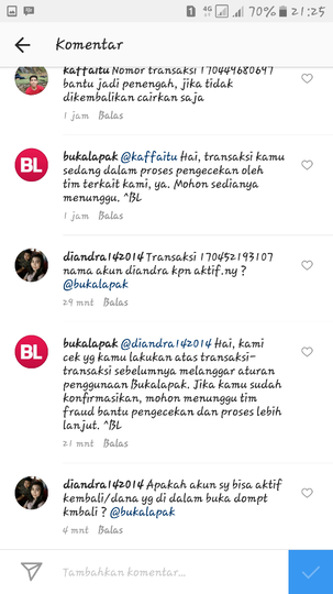 Akun Di Bekukan Oleh Bukalapak Tanpa Ada Tanggapan @bukalapak @billycare Masuk