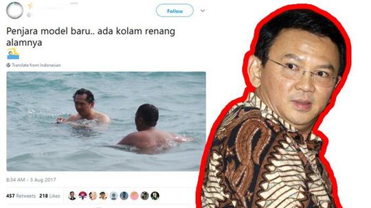 Foto Ahok Berenang di Pantai Jadi Pembicaraan Netizen, Padahal Ini yang Terjadi