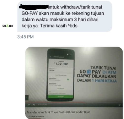 GOPAY - Gojek Indonesia, Informasi Sesat yang merugikan pelanggan