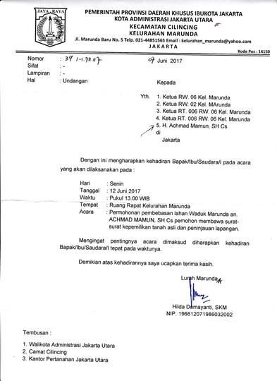 Tindakan dan perbuatan Lurah Marunda dan Kasiepem Kel Marunda Terhadap Persil no.29