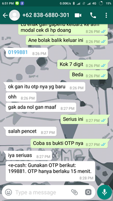 Satu lagi penipuan dengan modus mandiri e cash. Tsk Chaesar Yolan Adhitya