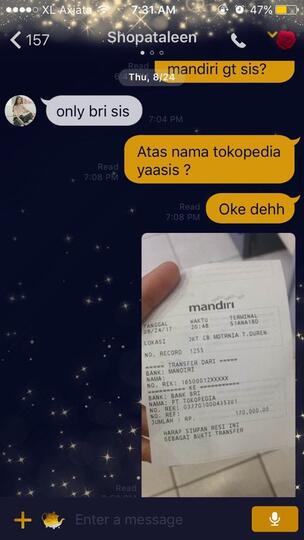 PENIPUAN YANG MENGATASNAMAKAN REKENIN PT.TOKOPED***.COM