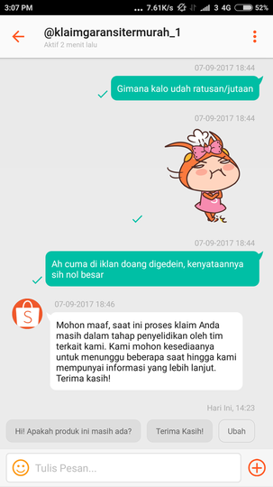 Shopee.co.id, klaim garansi termurah hanya di iklan doang digedein, PAYAH