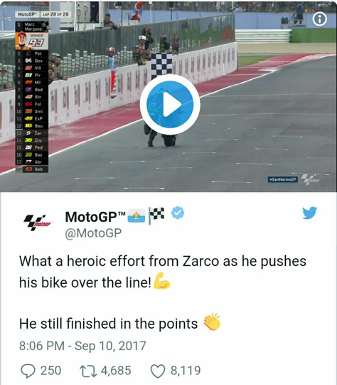 Perjuangan Luar Biasa, Hanya Demi 1 Poin, Yohann Zarco Dorong Motor Hingga Finis