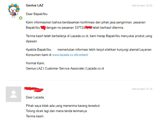 SAME DAY DELIVERY LAZADA , SUDAH 4 HARI BELUM SAMPAI