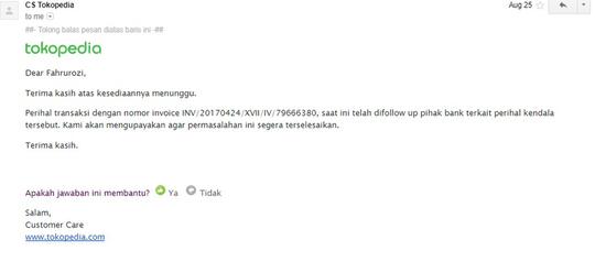 Dear TOKOPEDIA 