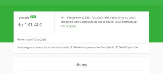 Tokocash tidak bisa digunakan