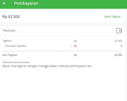 Tokocash tidak bisa digunakan