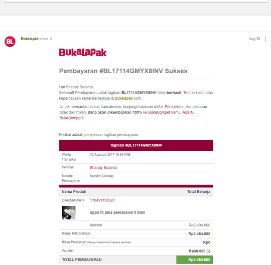 Bertransaksi pertama kali di BukaLapak, Rp 3.464.000 langsung hilang? @bukalapak