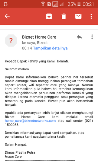 Biznet Home Care Telepon