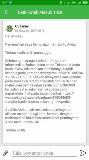 Penagihan atas transaksi yang tidak pernah ane lakukan di Tokopedia
