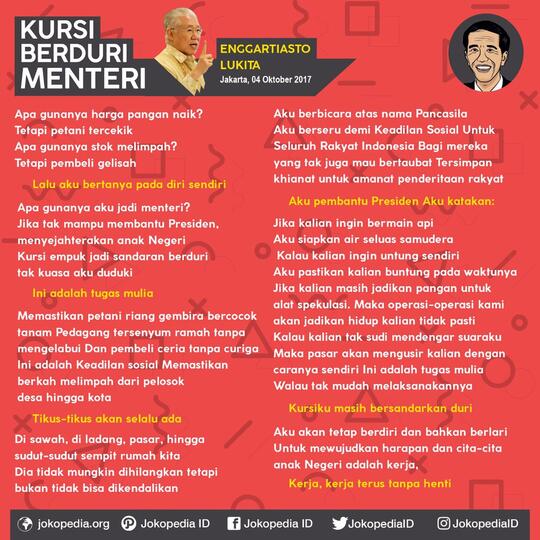 Aksi Mendag Baca Puisi Karangannya 'Kursi Berduri Menteri'