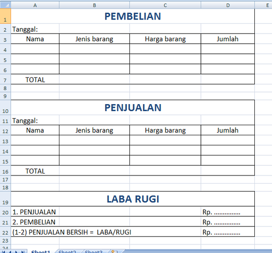 Cara Membuat Pembukuan Jualan Pulsa Contoh Pembukuan