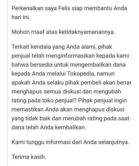 Penjual di Tokopedia Tidak Profesional