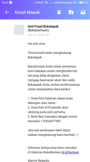 SALDO BUKADOMPET bukalapak dibekukan tanpa sebab