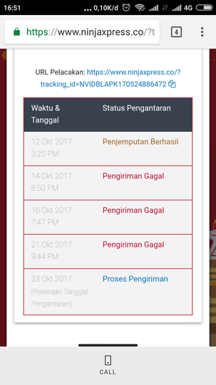 Kecewa dengan pelayanan ninja expres
