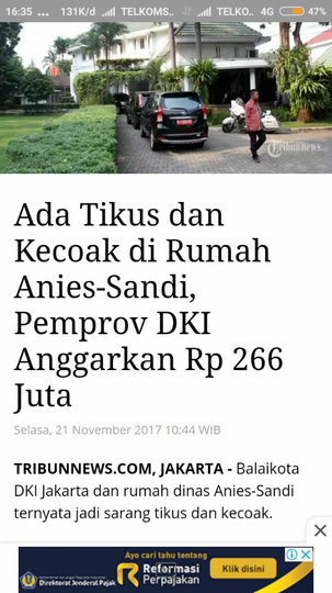 Ada Tikus dan Kecoak di Rumah Anies-Sandi, Pemprov DKI Anggarkan Rp 266 Juta