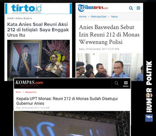 Anies Akui Beri Izin Monas Dipakai Reuni 212