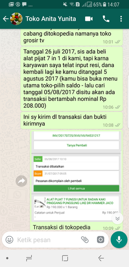 TOKO ANITA YUNITA 083821303820 TIDAK MAU BAYAR BARANG DI GROSIRTV TOKOPEDIA
