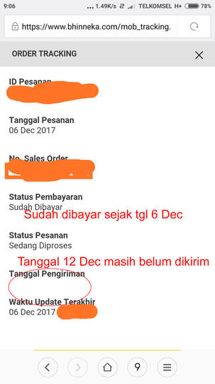 Kecewa pelayanan bhinneka.com