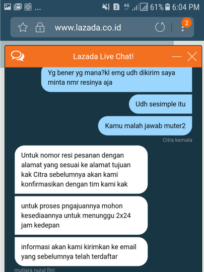 Penanganan Komplain Lazada Hanya Mengulur-ulur Waktu Saja