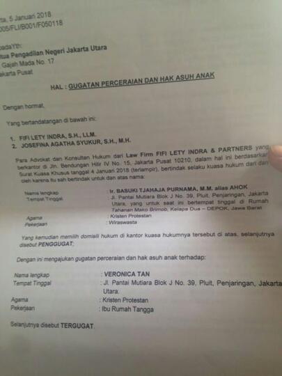 Isu Orang Ketiga Menyeruak di Tengah Gugatan Cerai Ahok ke Veronica