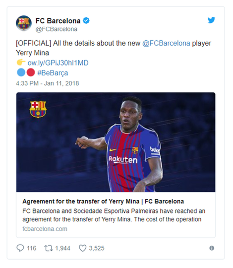 Resmi...!! FC Barcelona kontrak bek tangguh Palmeiras, Yerry Mina.
