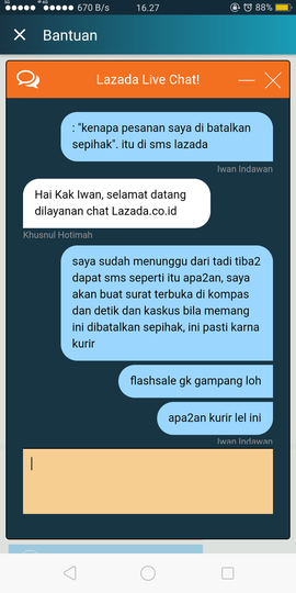 pemalsuan status orderan oleh kurir internal lazada