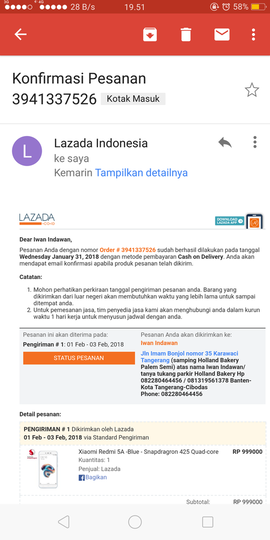 pemalsuan status orderan oleh kurir internal lazada