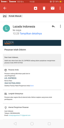 pemalsuan status orderan oleh kurir internal lazada