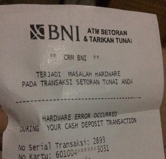 Pelayanan BNI yang mengecewakan