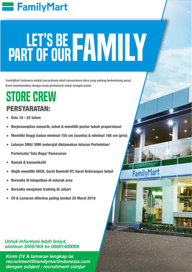 Lowongan Kerja Store Crew - Cianjur