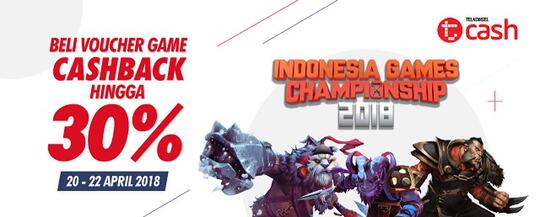 Promo IGC 2018, Pembelian Voucher Game Lewat TCASH Dapet Cashback, Gan!