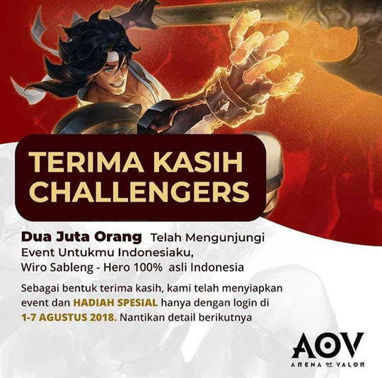 Dapet hadiah motor Nmax!! cek ID AOV agan dimari.