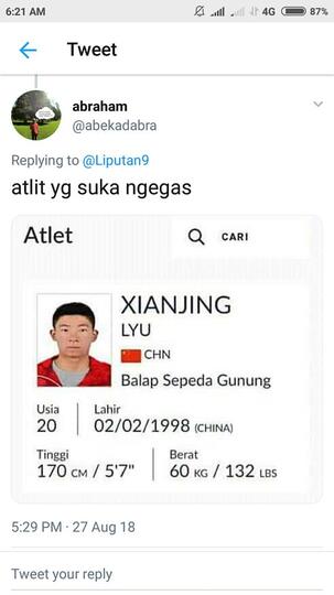 Nama-nama Nyeleneh Atlet di Asian Games 2018, Ngocok Perut Ane BRO !