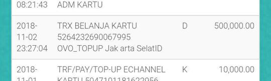 TOP UP OVO Rp.500rb Tidak masuk, Saldo Rekening Terdebet