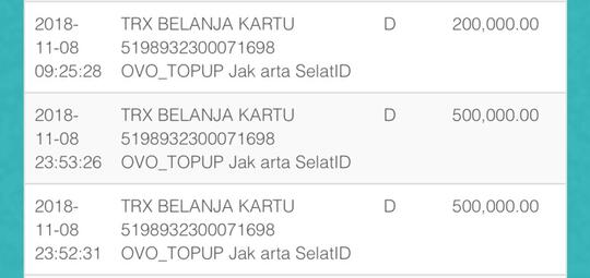 TOP UP OVO Rp.500rb Tidak masuk, Saldo Rekening Terdebet
