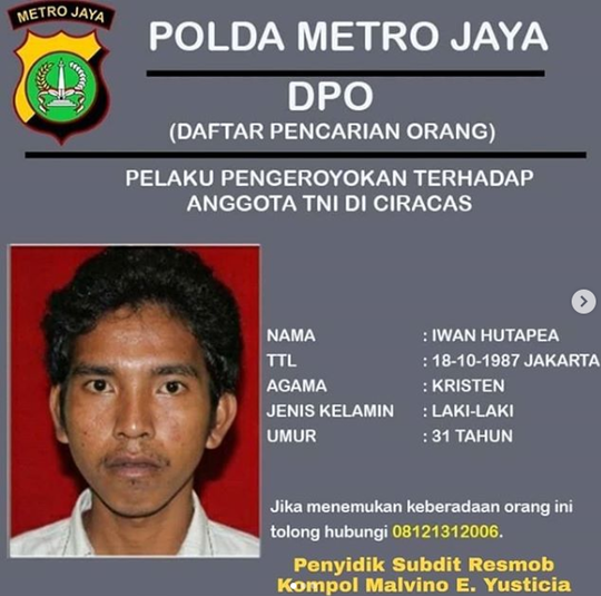 Polisi Buru 3 Pengeroyok Kapten TNI di Ciracas
