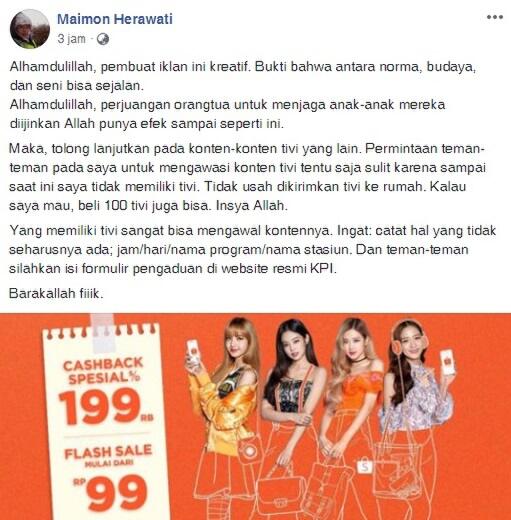 Blackpink Muncul Lagi, Begini Komentar Maimon Herawati Sang Penggagas Petisi