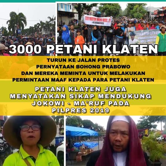 Tak Terima Direndahkan, Ribuan Petani di Klaten Kecam Prabowo dan Dukung Jokowi-Ma'ru