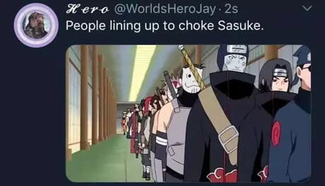 Ada Apa Ini? Netizen Rame-rame Bikin Meme Sasuke 'DICEKIK'
