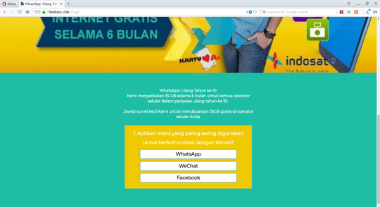 Percobaan Penipuan WhatsApp Ulang Tahun ke-10 bagi-bagi kuota internet 35 GB