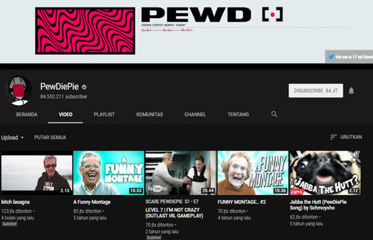 10 Top YouTuber dengan jumlah subscribers terbanyak di Dunia tahun 2019. Cekidot!