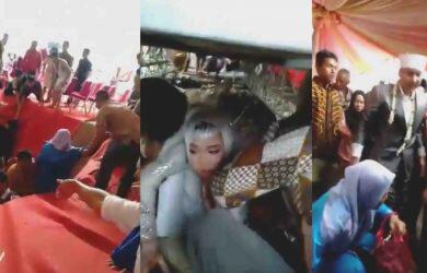 GREGET! Panggung Pernikahan "AMBRUK",Pengantin dan Tamu Nyemplung SUNGAI!