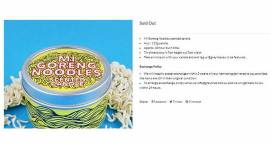 Unik Toko Online Australia Menjual Lilin Aroma Terapi Beraroma Mie Goreng
