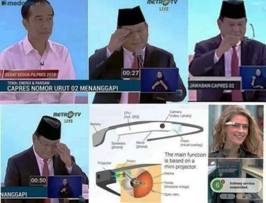 Beredar Info Prabowo Gunakan Kacamata Google Glass saat Debat Pilpres, Benarkah?