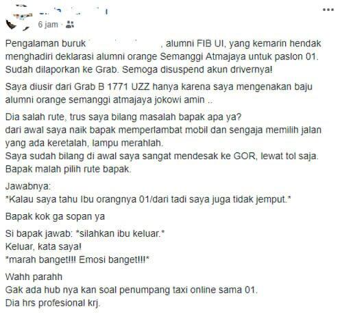 Turunkan Penumpang di Tengah Jalan Karena Pilih Jokowi.