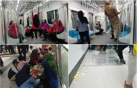 Kelakuan 'NORAK' Penumpang MIRT,Bergelantungan Bak TARZAN Dan Buang Sampah!
