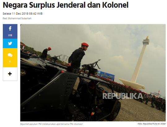 Banjir Jenderal dan Kolonel TNI, Banyak yang Nganggur